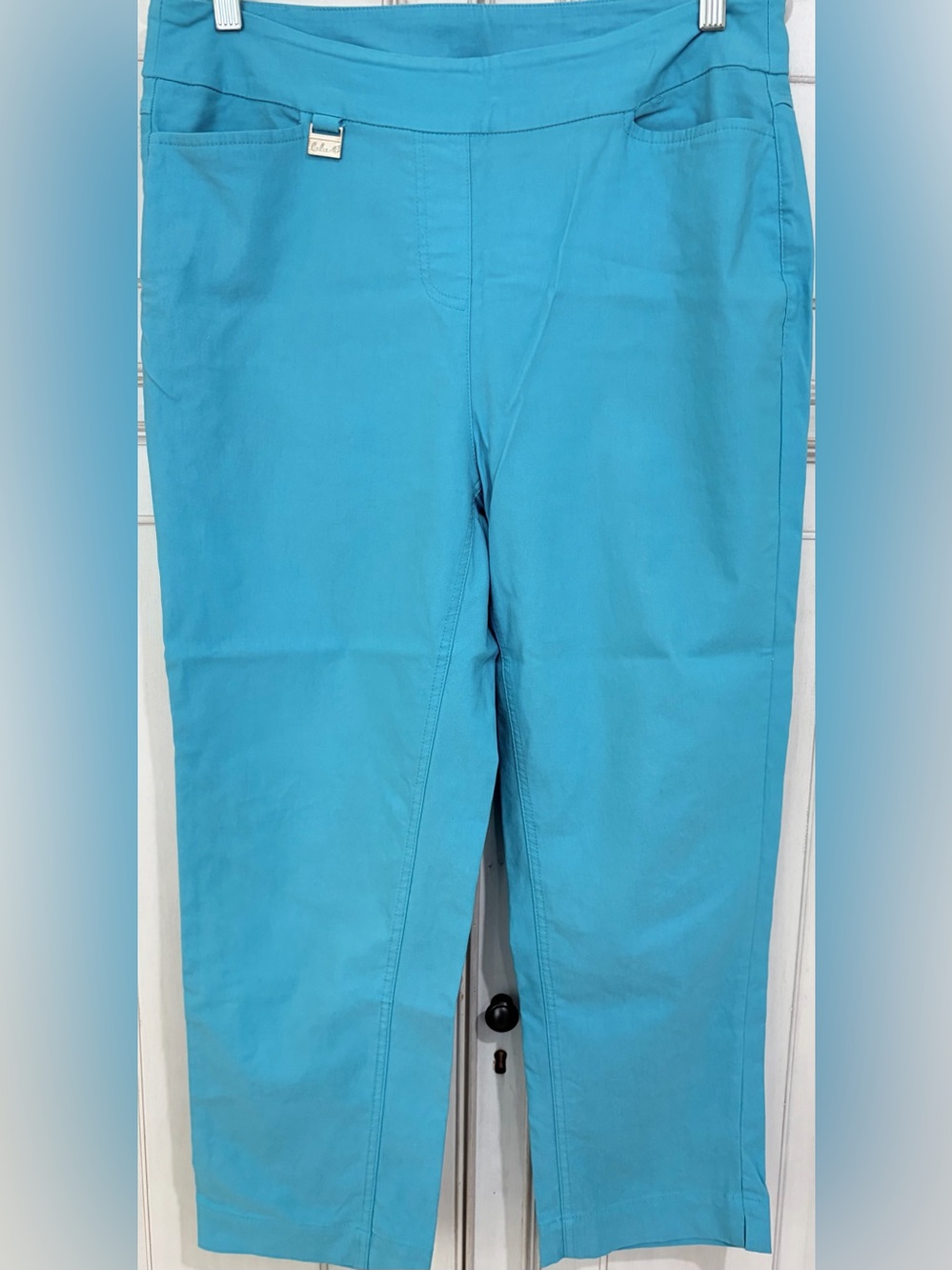 PRELOVED SZ 12 Lulu-B Contemporary Capri Pants Turquoise Great Condition
